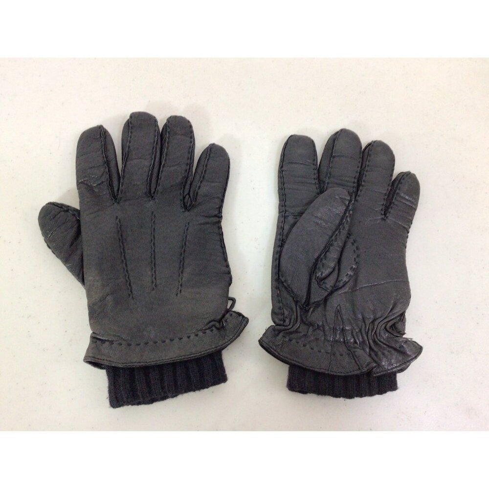 Black Leather Driving Gloves Fleece Lined Mens 9.5